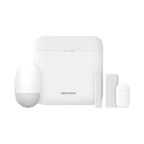 HIKVISION DS-PWA48-KSLIM (AX PRO) KIT de Alarma AX PRO, Incluye: 1 Hub con bateria de respaldo, 1 Sensor PIR, 1 Contacto Magnético slim, 1 Control Remoto, WiFi, Compatible con Hik-Connect P2P