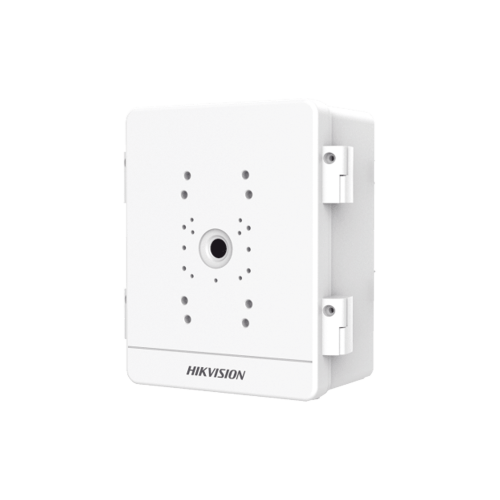 HIKVISION DS-SBOX-01 Caja para Videovigilancia para Exterior, Uso en Montaje o Pared, IP66, IK10, Dimensiones: 306 X 220 X 130 mm, Soporta 1 Dispositivo (PTZ, Bocina, Cámara Fija)