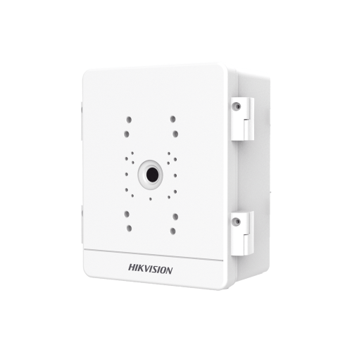 HIKVISION DS-SBOX-03 Caja para Videovigilancia para Exterior, Uso en Pared o Poste, IP66, IK10, Dimensiones: 387 X 432 X 225 mm, Soporta 3 Dispositivos (PTZ, Bocinas, Cámaras Fijas)