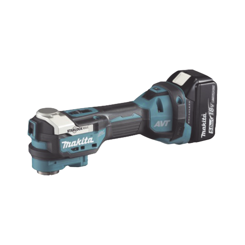MAKITA DTM-52-RTJX1 Multiherramienta Oscilante Inalámbrica de 18V, incluye 2 Baterías BL1850B de 5.0 A, Cargador DC18RC, Accesorios y Estuche Makpac