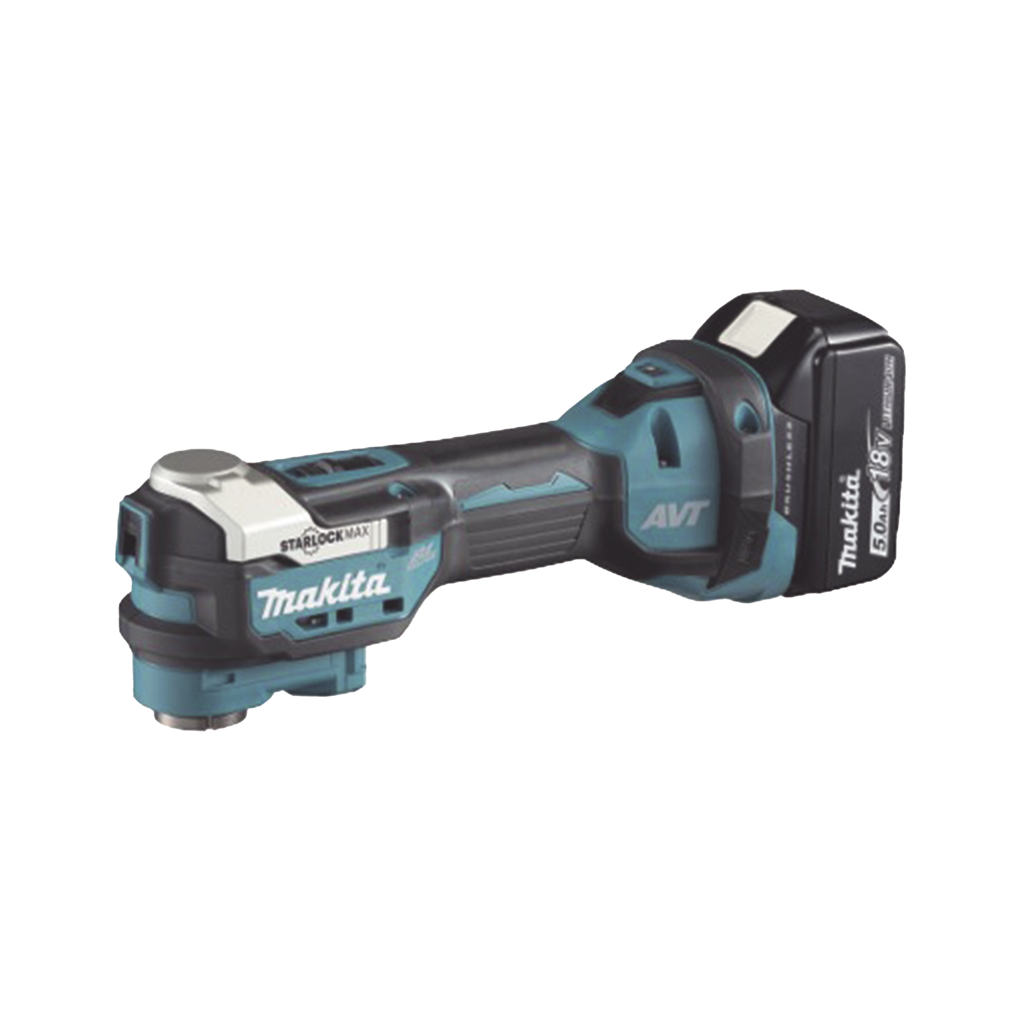 MAKITA DTM-52-RTJX1 Multiherramienta Oscilante Inalámbrica de 18V, incluye 2 Baterías BL1850B de 5.0 A, Cargador DC18RC, Accesorios y Estuche Makpac