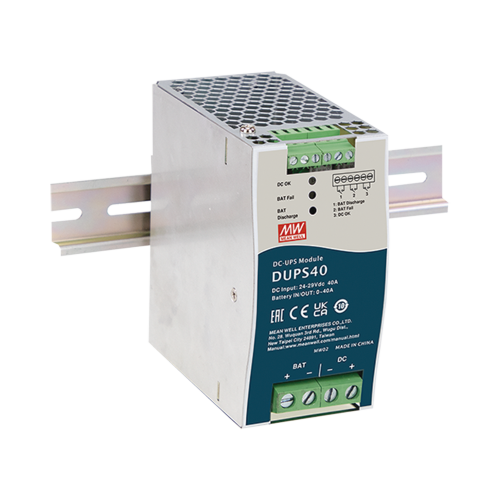 MEANWELL DUPS40 UPS PARA CD, 24VCD 40A, RIEL DIN, PARA BATERÍAS DE 4 A 135 AH