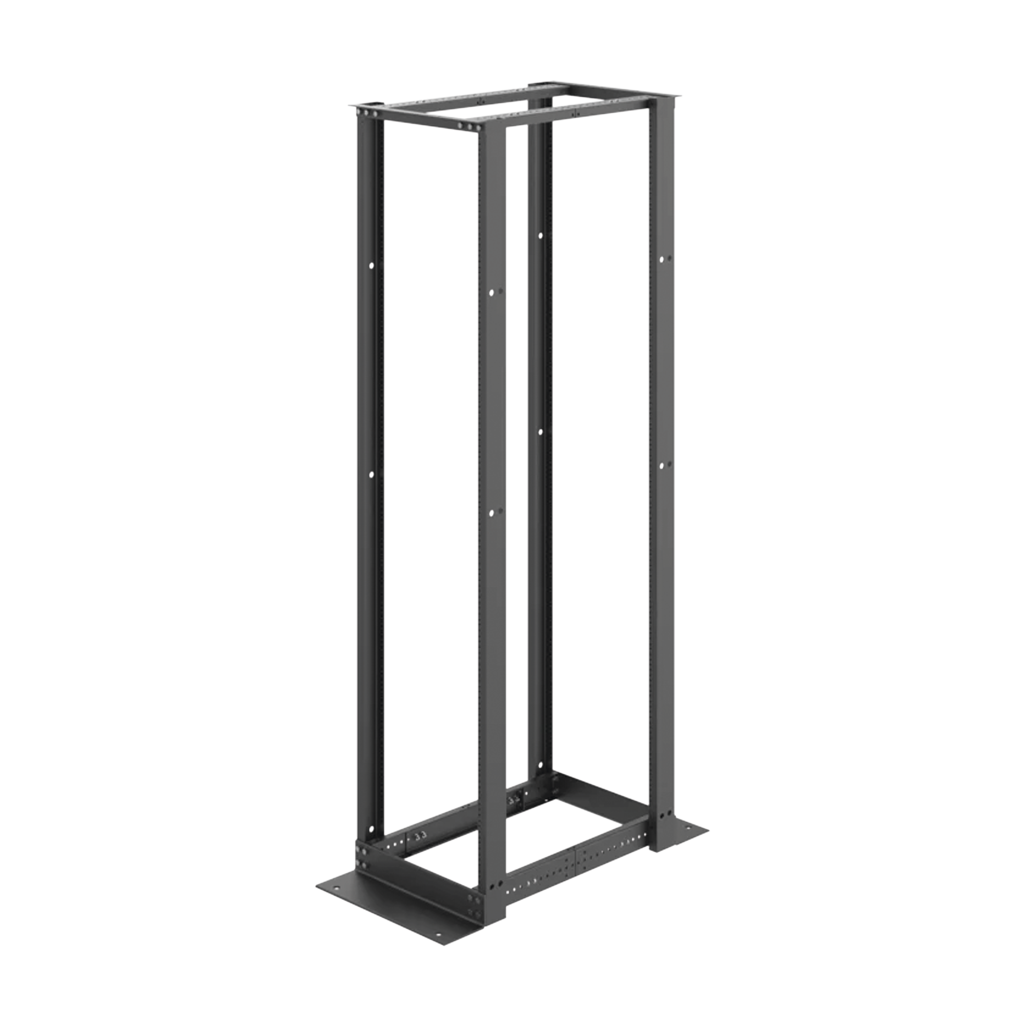 HOFFMAN E4DR19FM45U Rack de Cuatro Postes Estándar de 19″, Rieles Numerados y Roscados #12-24, Profundidad Ajustable de 450 a 1050 mm, 45 Unidades de Rack, Color Negro