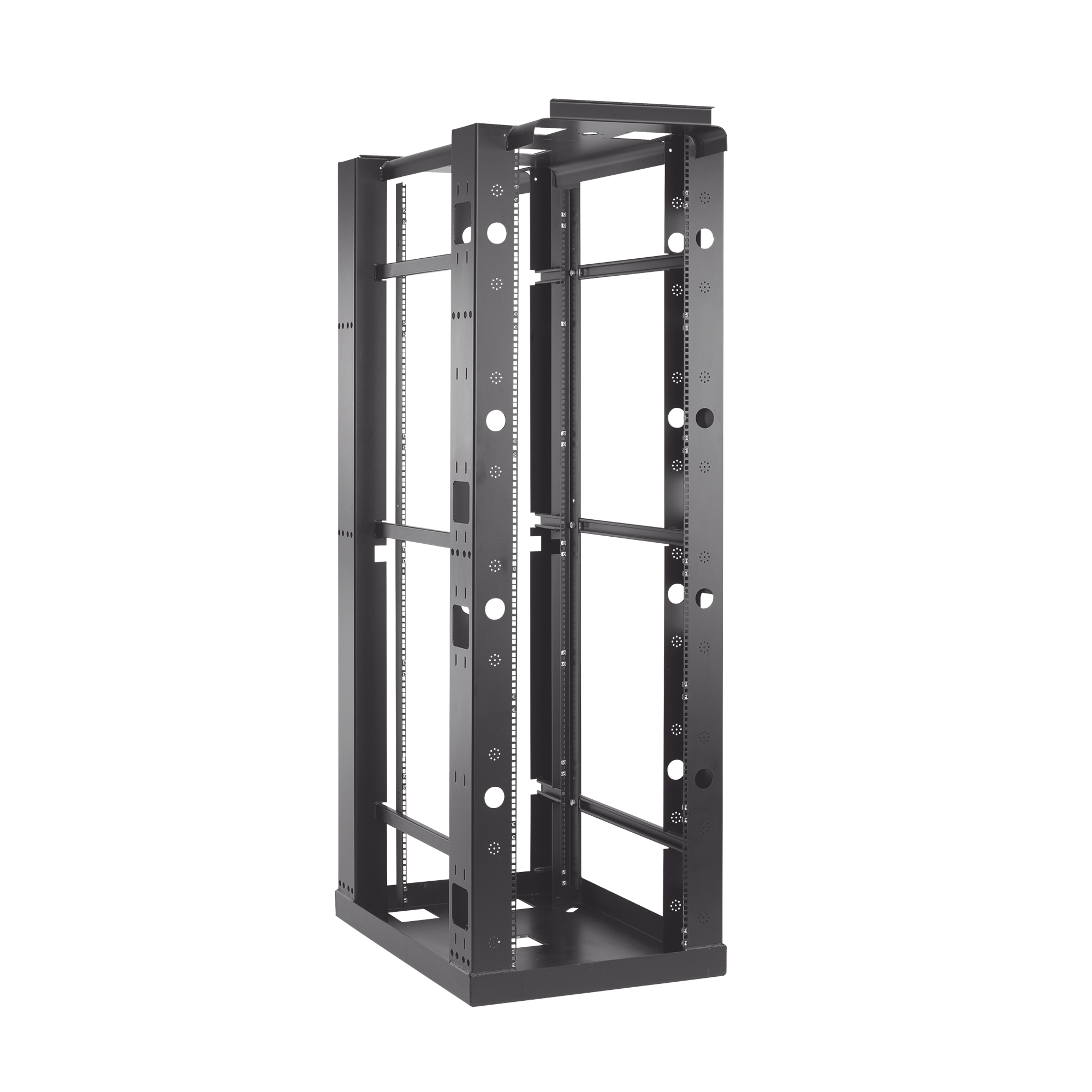 HOFFMAN E4SDR19FM45U Rack de 4 Postes Sísmico, Estándar de 19 in, Rieles Con Orificio Para Tuerca Enjaulada, Fabricado en Acero, 45 Unidades de Rack, Color Negro