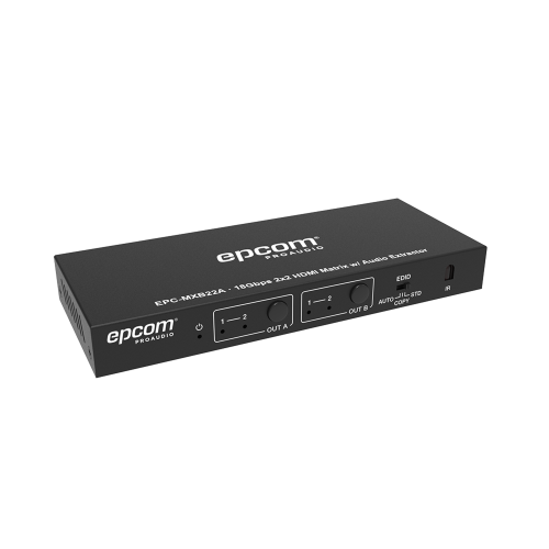 EPCOM PROAUDIO EPC-MXB22A Matricial HDMI | 2×2 | 4K2K@60Hz | HDR | YCbCr 4:4:4 | EDID Auto | Extractor de Audio | Salida de audio análoga y digitalizados | HDCP 2.2 | 18 Gbps