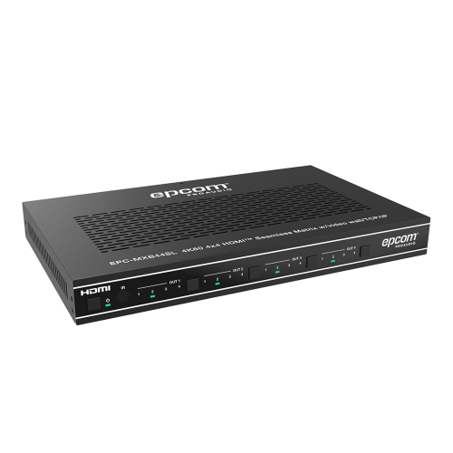 EPCOM PROAUDIO EPC-MXB44SL Matriz HDMI 4×4 | Video Wall | Seamless Switch | 10 Modos de Visualización | 4K@60Hz 4:4:4 | HDMI 2.0b y HDCP 2.2 | Control vía Web, IR, RS-232 y TCP/IP
