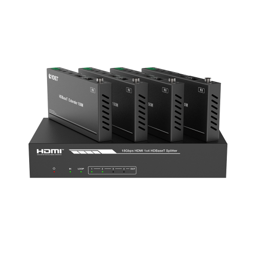 EPCOM PROAUDIO EPP-SPB14H150 Splitter mas Extensor de Video | 1×4 | ProAV | HDBaseT™ | 120m en 4K@60Hz | 150m en 1080p@60Hz | Cat6/6a/7 | Gestión Avanzada EDID | Control IR y RS232 | PoC | Salida de Audio