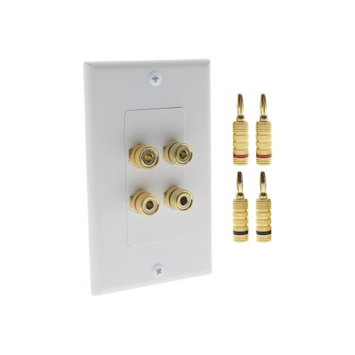 EPCOM PROAUDIO EPWP2SKIT KIT 1 Placa de Pared + 2 Pares Conectores Banana (Rojo+Negro) | Postes de Unión Tipo Banana | Conexión para 2 Altavoces | Fácil Instalación | Conectores Chapados en Oro