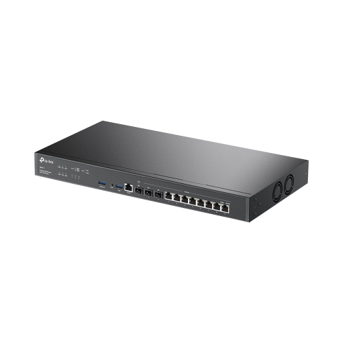 TP-LINK ER8411 Router Omada VPN, SDN Multi-WAN 10G, 1 Puerto WAN SFP+ 10G, 1 Puerto WAN/LAN SFP+ 10G, 1 Puerto WAN/LAN SFP 1G, 8 puertos LAN/WAN 1G, 2 Puertos USB, 2.3 Millones Sesiones Concurrentes, Administración Centralizada OMADA SDN.