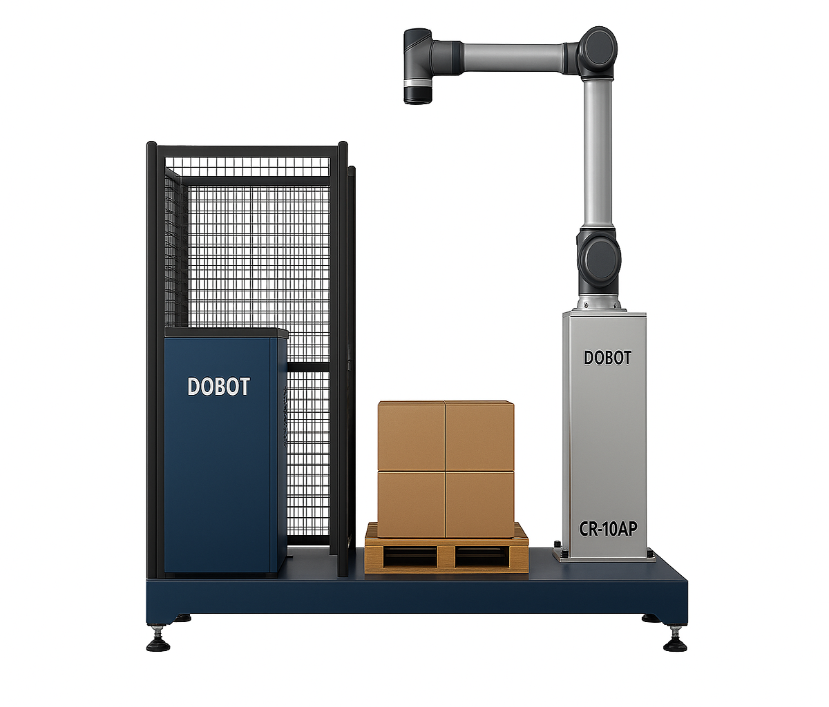 ESTACIÓN DE PALETIZADO CON BRAZO ROBÓTICO COLABORATIVO DOBOT CR-10AP PARA AUTOMATIZACIÓN INDUSTRIAL