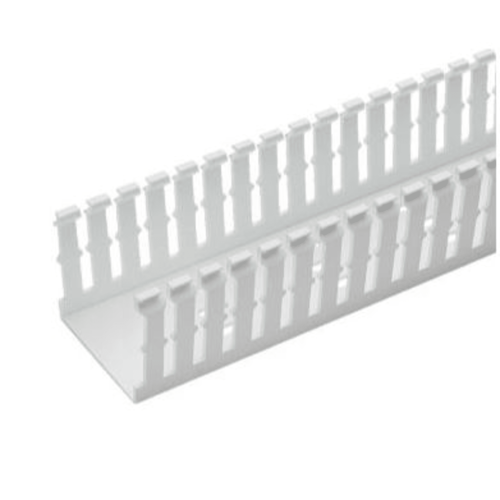 PANDUIT F2X4WH6 Canaleta Ranurada de PVC Sin Tapa, Tipo F, 57.2 mm de Ancho, 104.1 mm de Alto y 1.8 m de Largo, Color Blanco