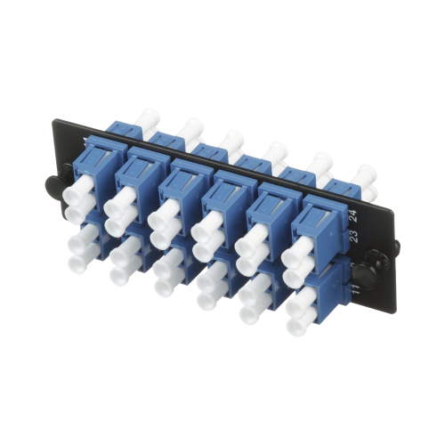 PANDUIT FAP12WBUDLCZ PLACA ACOPLADORA DE FIBRA OPTICA FAP, CON 12 CONECTORES LC DUPLEX (24 FIBRAS), PARA FIBRA MONOMODO OS1/OS2, COLOR AZUL