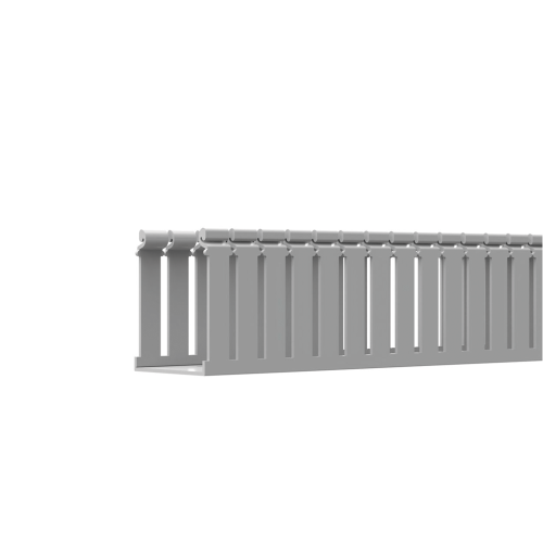 PANDUIT FC4X4LG2 Canaleta Ranurada de PVC con Tapa, Tipo F, 108 mm de Ancho, 104.1 mm de Alto y 2 m de Largo, Color Gris