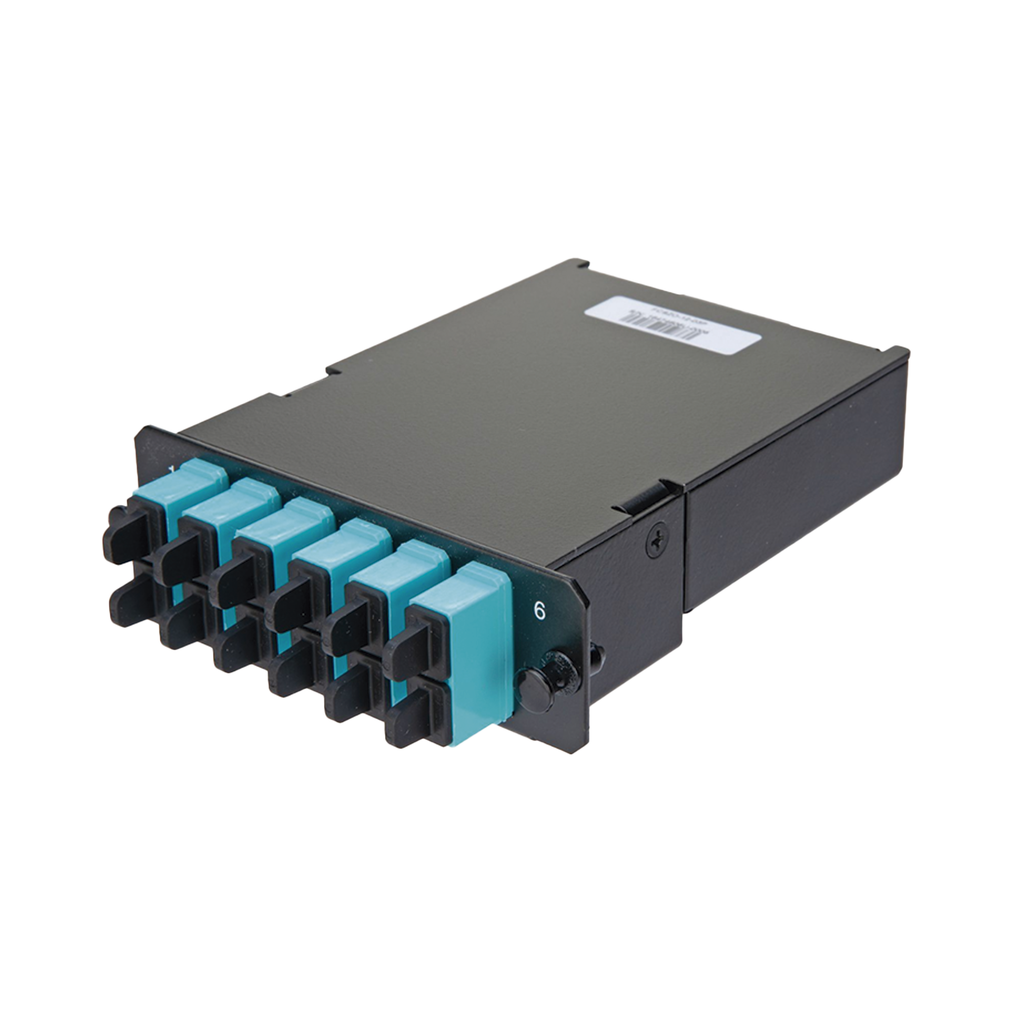 PANDUIT FCSZO-12-03P Placa Acopladora de Fibra Óptica FAP, Con 12 Pigtails y 6 Conectores SC Duplex (12 Fibras), Para Fibra Multimodo OM3/OM4, Color Aqua
