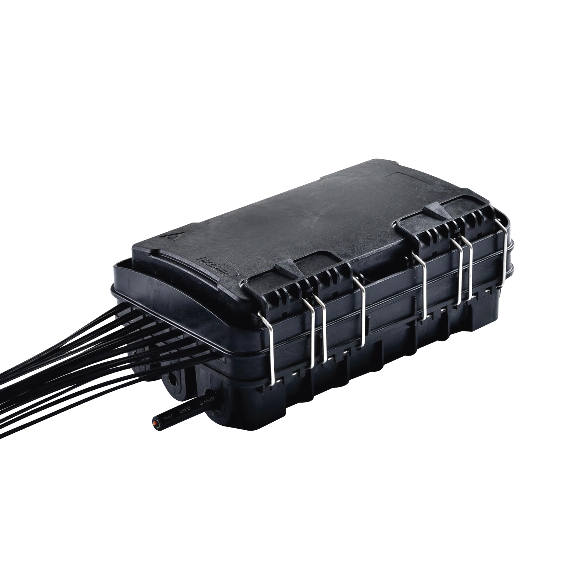 FIBERHOME FDP-420E-16 Caja de Distribución de Fibra Óptica para 24 Empalmes, con 16 acopladores SC/APC simplex, Exterior IP65, Color Negro