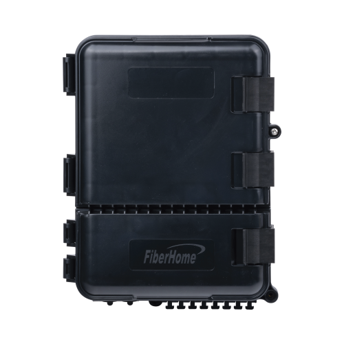 FIBERHOME FDP-440A Caja de Distribución de Fibra Óptica para 24 Empalmes, con 8 acopladores SC/APC simplex, Exterior IP55, Color Negro