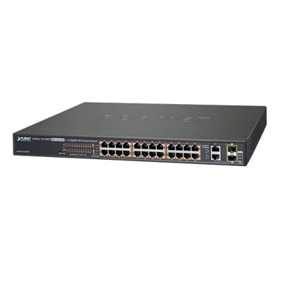 PLANET FGSW-2624HPS Switch administrable de 24 puertos 10/100TX PoE+ y 2 puertos combo TP/SFP Gigabit