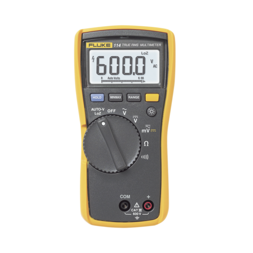 FLUKE FLUKE-114 Multímetro Digital Básico para Electricista, Uso con Voltaje Máximo de 600 V y Pantalla LED Retroiluminada