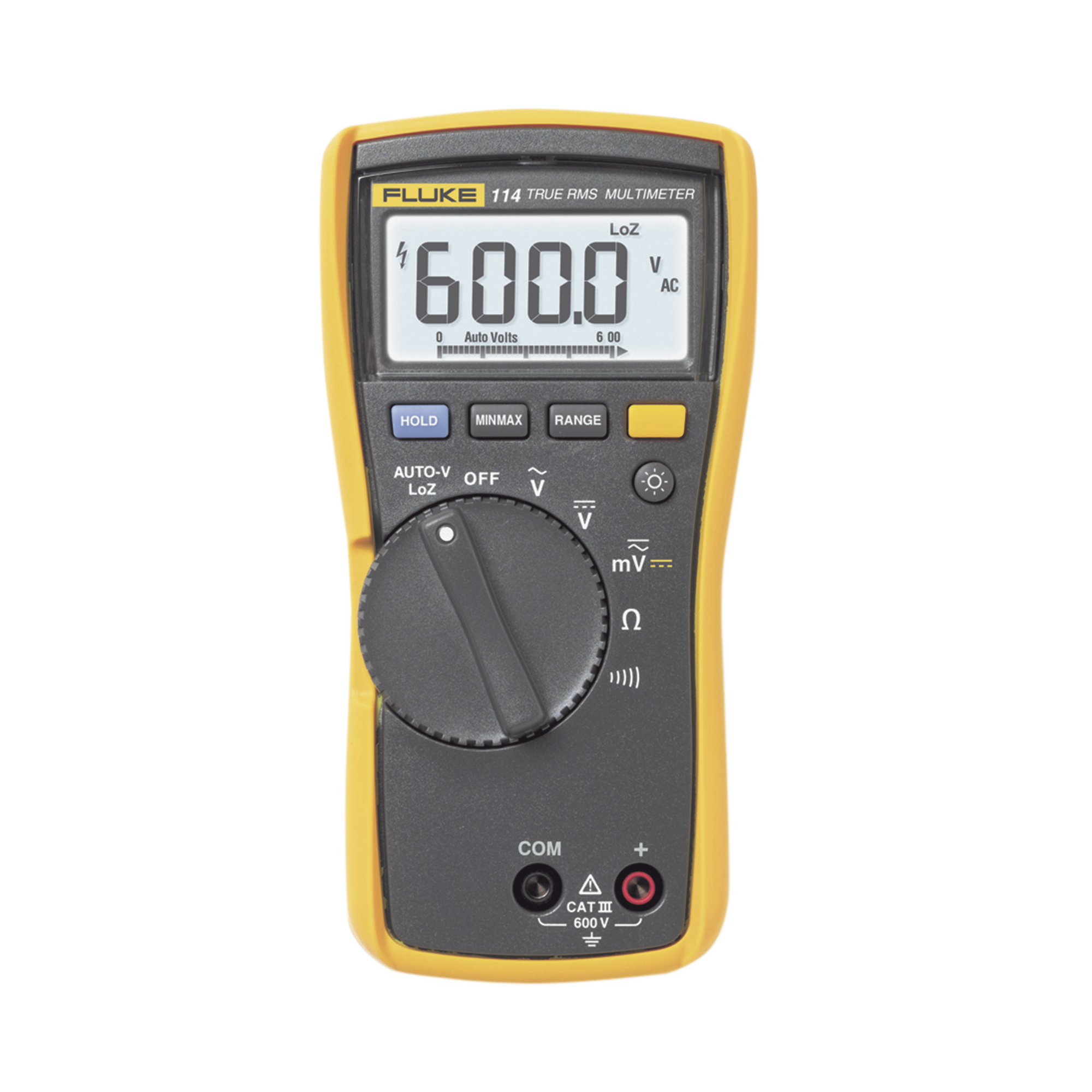 FLUKE FLUKE-114 Multímetro Digital Básico para Electricista, Uso con Voltaje Máximo de 600 V y Pantalla LED Retroiluminada
