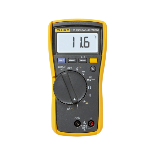 FLUKE FLUKE-116 Multímetro Digital para Electricista, con Termómetro Integrado para Aplicaciones HVAC, Uso con Voltaje Máximo de 600 V, Pantalla LED Retroiluminada