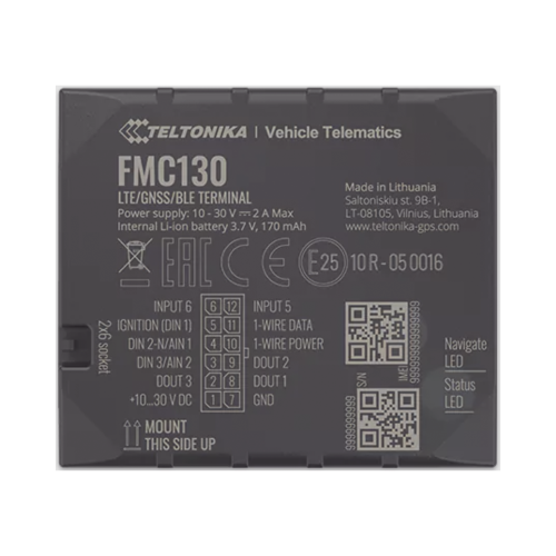 TELTONIKA FMC130 Profesional Rastreador Vehicular (GPS) 4G LTE CAT 1 y 2G, Identificación de Conductores, Bloqueo Remoto, Detección de Jammer, Sensores Bluetooth, Múltiples I/O