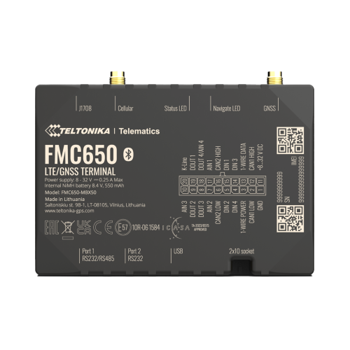 TELTONIKA FMC650 Profesional Rastreador Vehicular (GPS) 4G LTE Cat 1 Con Lectura Can, Bluetooth y Múltiples Entradas y Salidas Digitales