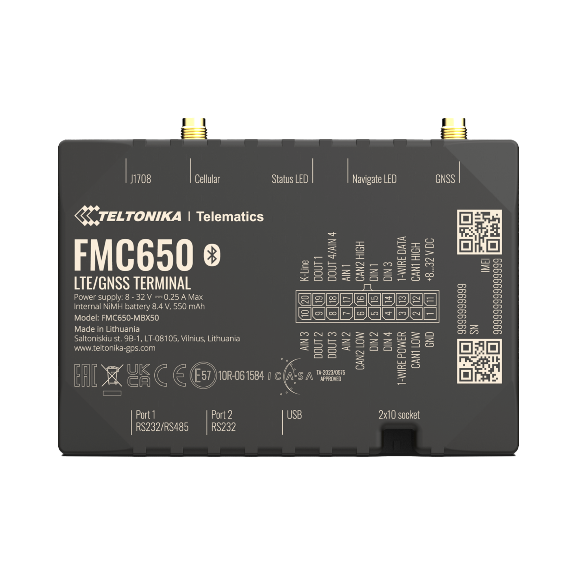 TELTONIKA FMC650 Profesional Rastreador Vehicular (GPS) 4G LTE Cat 1 Con Lectura Can, Bluetooth y Múltiples Entradas y Salidas Digitales