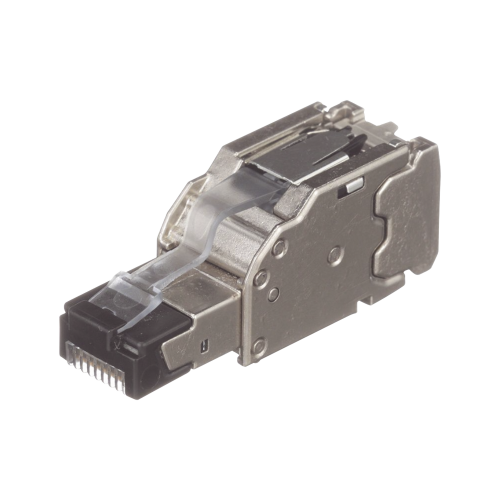 PANDUIT FPS6X88MTG-X Plug RJ45 Blindado, Instalación Recta, Terminación en Campo Certificable, Compatible con Cat5e, Cat6 y Cat6A, Color Plata, Paquete de 10 Piezas
