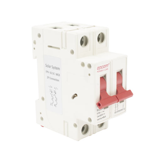 EPCOM POWERLINE FPV632PC20 Protección Térmica/ Interruptor 2P, 20 A, Corriente Directa 800 Vcc para Aplicación Fotovoltaica Montaje Riel DIN