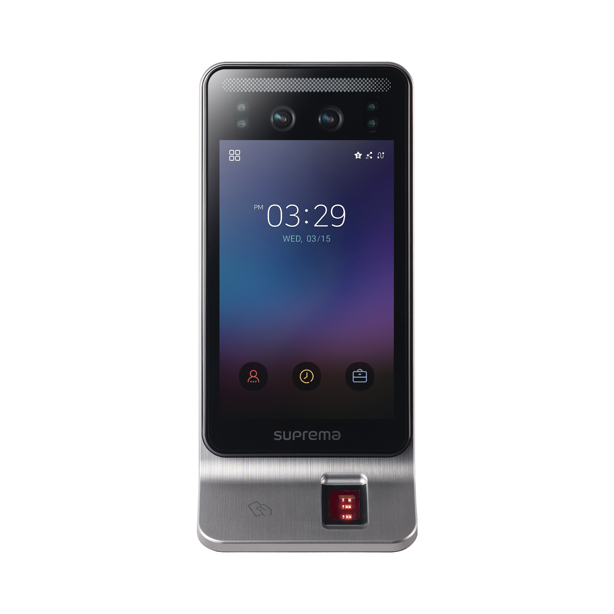 SUPREMA FSF2ODB Lector Multi-tecnologia con detector de cubrebocas- Reconocimiento Facial, Huella, Tarjeta Móvil y lector de RFID(125kHz EM & 13.56 Mhz MIFARE) Compatible con BioStar2, Uso para Control de Acceso y Asistencia