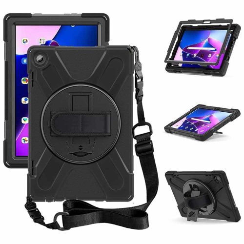 FUNDA PARA LENOVO TAB M10 3 GENERACIÓN 10.1 PULGADAS CON CORREA DE MANO Y CORREA PARA EL HOMBRO, FUNDA PARA LENOVO TAB M10 3RD GEN 10.1, NEGRO