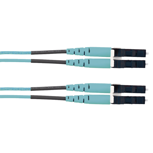 PANDUIT FX2ELLNLNSNM002 Jumper de Fibra Optica Multimodo 50/125 OM3, LC-LC Duplex, LSZH (Cero Halógenos), Color Aqua, 2 Metros