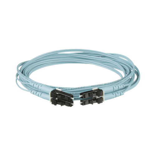 PANDUIT FX2ERLNLNSNM004 Jumper de Fibra Optica Multimodo 50/125 OM3, LC-LC Duplex, OFNR (Riser), Color Aqua, 4 Metros