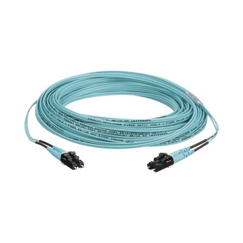 PANDUIT FX2ERLNLNSNM015 Jumper de Fibra Optica Multimodo 50/125 OM3, LC-LC Duplex, OFNR (Riser), Color Aqua, 15 Metros