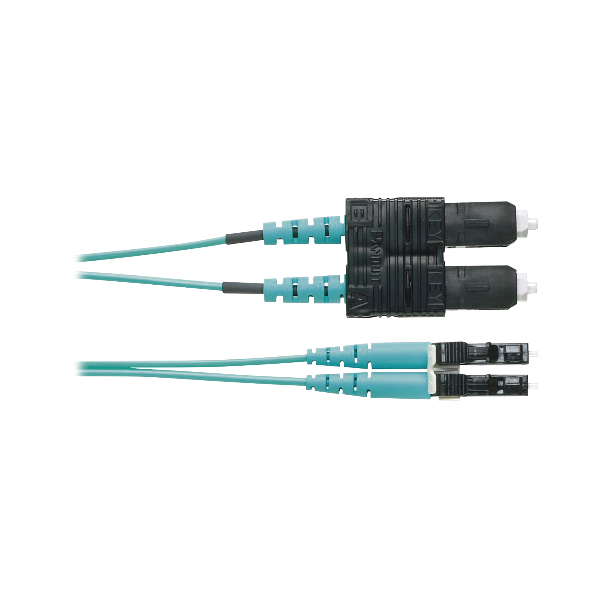 PANDUIT FX2ERLNSNSNM001 Jumper de Fibra Optica Multimodo 50/125 OM3, LC-SC Duplex, OFNR (Riser), Color Aqua, 1 Metro
