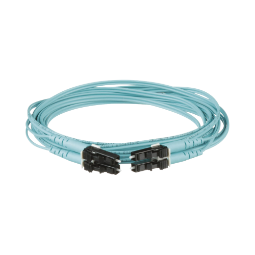PANDUIT FZ2ERLNLNSNM001 Jumper de Fibra Optica Multimodo 50/125 OM4, LC-LC Duplex, OFNR (Riser), Color Aqua, 1 Metro