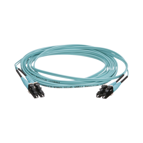 PANDUIT FZ2ERLNLNSNM010 Jumper de Fibra Optica Multimodo 50/125 OM4, LC-LC Duplex, OFNR (Riser), Color Aqua, 10 Metros