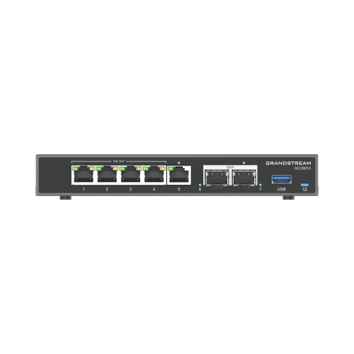 GRANDSTREAM GCC6010 4 en 1: Firewall Nueva Generación, Router, PBX IP, Switch Gigabit de 5 Puertos (4 PoE) y 2 Puertos SFP 2.5 Gigabit