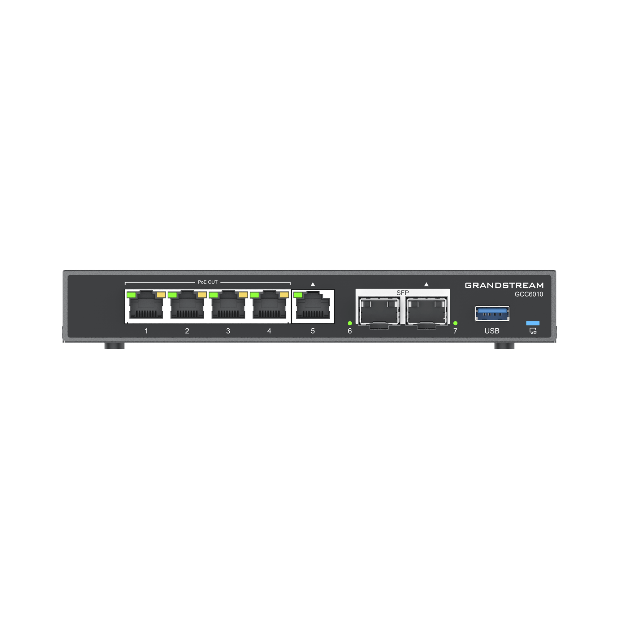 GRANDSTREAM GCC6010 4 en 1: Firewall Nueva Generación, Router, PBX IP, Switch Gigabit de 5 Puertos (4 PoE) y 2 Puertos SFP 2.5 Gigabit
