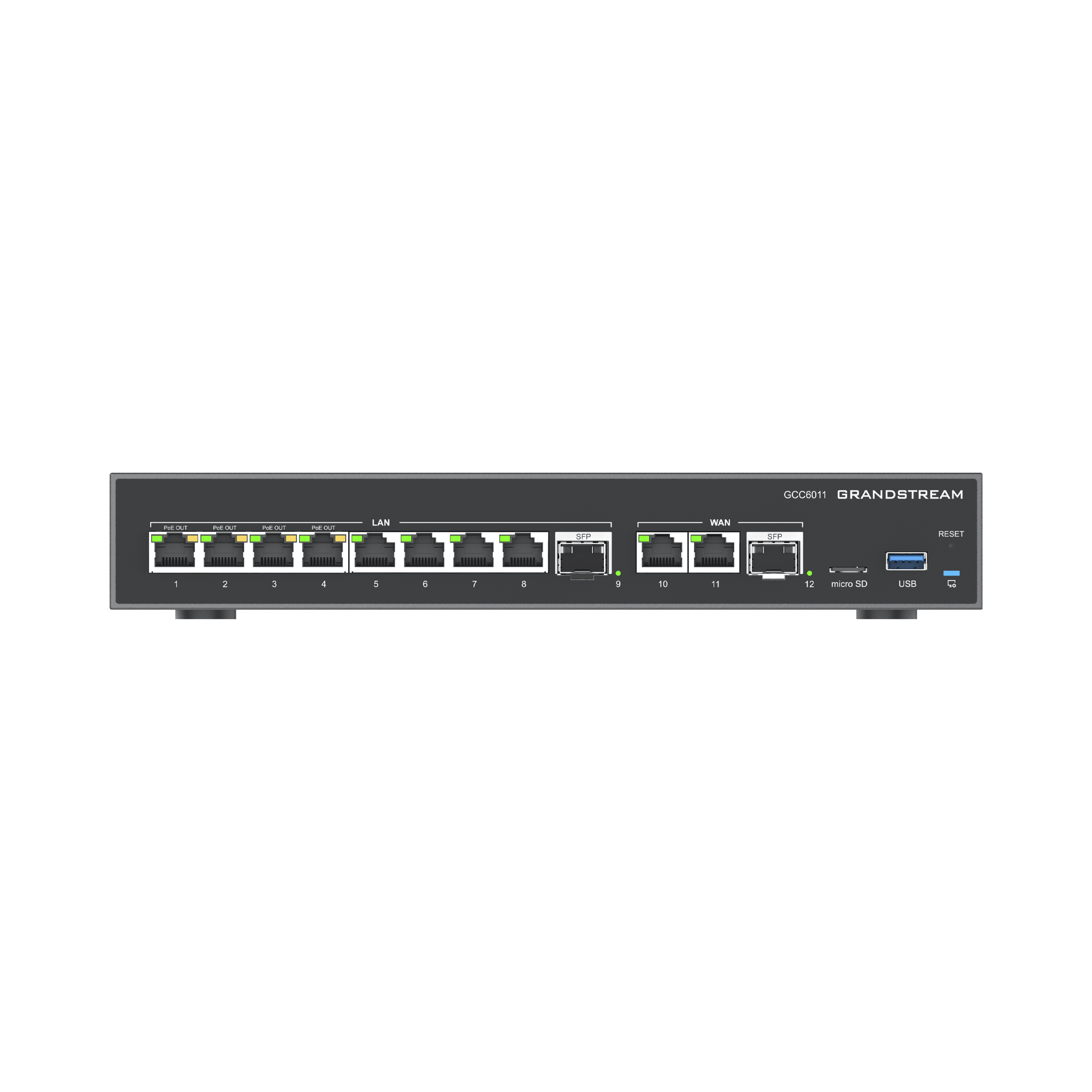 GRANDSTREAM GCC6011 4 en 1: Firewall Nueva Generación, Router, PBX IP, Switch 10 Puertos Gigabit (4 PoE) + 2 Puertos SFP 2.5 Gigabit