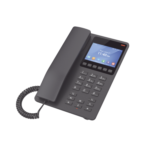 GRANDSTREAM GHP631 Teléfono IP Hotelero con pantalla LCD a color, 2 líneas SIP con 2 cuentas, codec Opus, IPV4/IPV6, color negro, con gestión en la nube GDMS