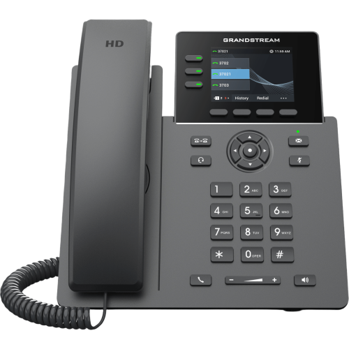 GRANDSTREAM GRP2611G Teléfono IP Grado Operador, 3 Líneas, 12 Botones Virtuales Multiuso, Pantalla LCD 2.8 Pulgadas, Puertos Gigabit con PoE, Audio HD, Compatible con GDMS