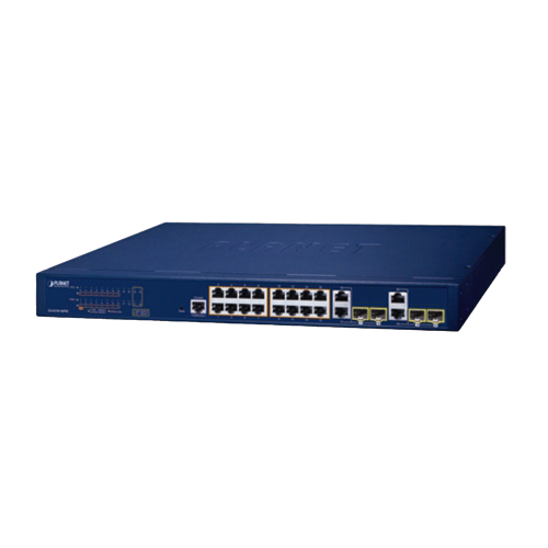 PLANET GS-4210-16P4C Switch Administrable PoE Capa 2 de 16 Puertos 10/100/1000 Mbps 802.3af/at, 4 Puertos SFP Gigabit, Hasta 240 W