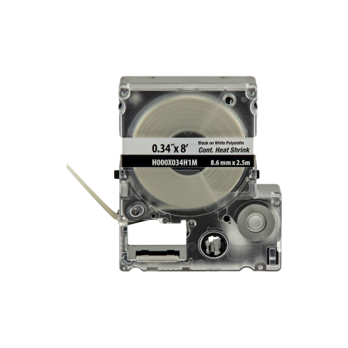 PANDUIT H000X034H1M Casete de Etiquetas de Poliolefina de Cinta Continua, Tubo Termocontráctil, 8.6 (0.34 in) mm de Ancho y 2.4 m de largo, Para Cables de 1.5 a 4.8 mm (18-12 AWG) de Diámetro, Color Blanco