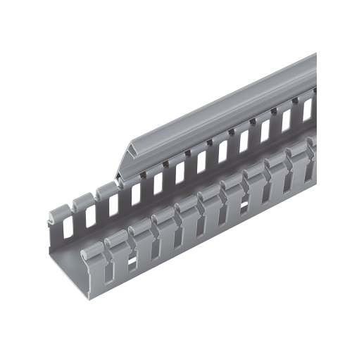 PANDUIT H2X2LG6 Canaleta Ranurada de PVC sin Tapa, Tipo H (Tapa Abisagrada), 55.1 mm de Ancho, 50.3 mm de Alto y 1828.8 mm de Largo, Color Gris