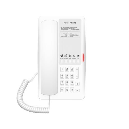 FANVIL H4W Teléfono IP para Hotelería, Puerto USB-A para Carga, 5 Teclas Programables para Servicio Rápido (Hotline), Plantilla Personalizable con PoE