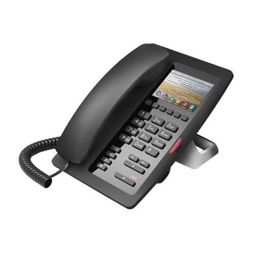 FANVIL H5 (H5 Color Negro) Teléfono IP Hotelero de gama alta, pantalla LCD de 3.5 pulgadas a color, 6 teclas programables para servicio rápido (Hotline), PoE