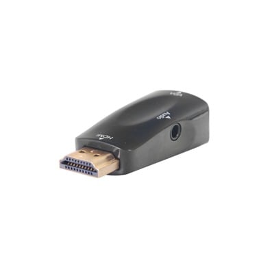 EPCOM POWERLINE HDMI-VGA Adaptador (Convertidor) HDMI a VGA, HDMI Macho a VGA Hembra, Resolución 1920×1080 @ 60Hz, Adaptador de Audio de 3.5 mm, Chapado en Níquel