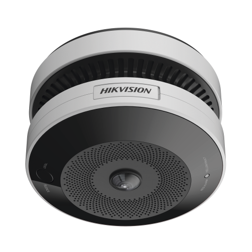 HIKVISION HF-VS409 (HikFire) Mini Fisheye IP 4 Megapixel con Detector de Humo Puntual, Autónomo, Entrada y Salida de Alarma, 15 mts IR, PoE, WDR 120 dB, Alarma de 85 dB, MicroSD 128GB, Compatible con Hik-Connect