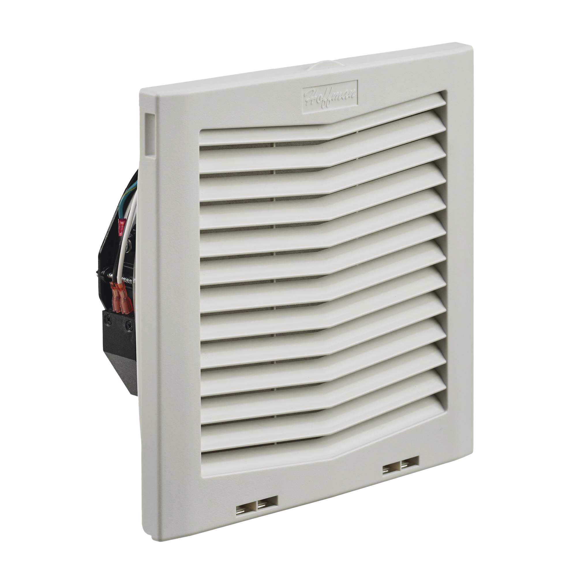HOFFMAN HF1016414 Ventilador Con Filtro de Montaje Lateral HF10, Con Flujo de Aire de 159 CFM, 115 Vca, Color Gris Claro